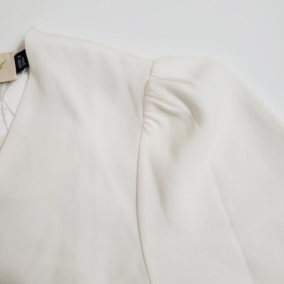 RIXO Womens Bridal Toni Feathered Mini Dress 14 White V-Neck Wedding Par… - Picture 9 of 16